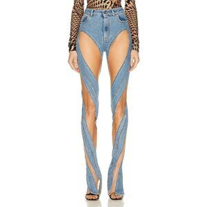 Mugler Spiral Skinny Jeans Medium Blue & Nude 01
